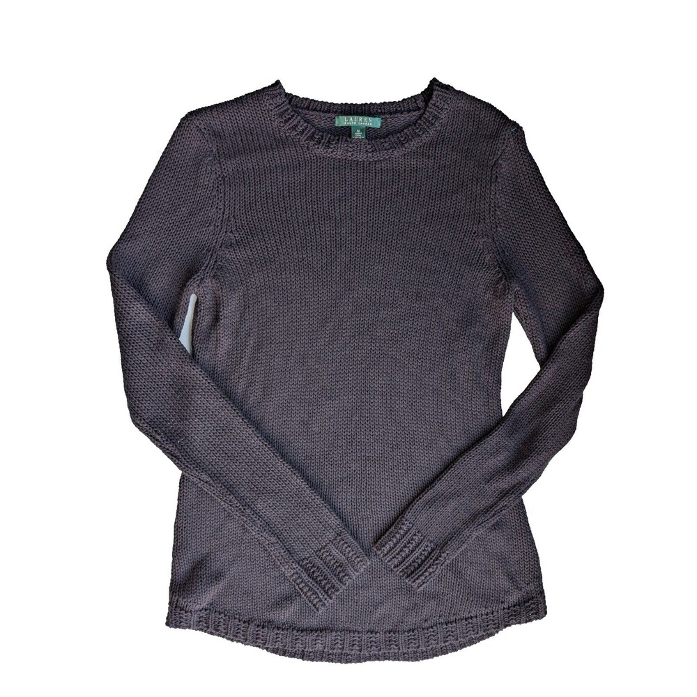 Ralph Lauren Sweater Size M Black Chunky Knit Crewneck Long Sleeve Classic Chic
